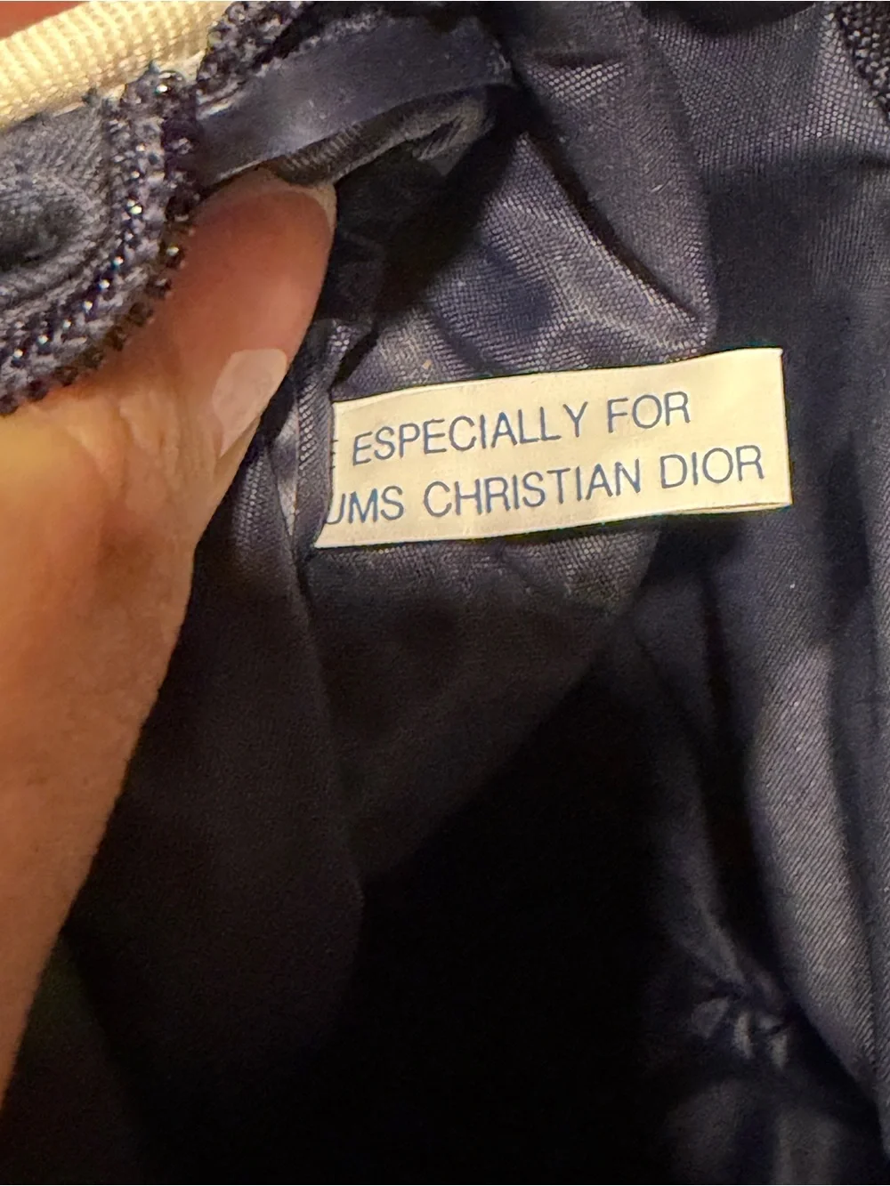 Dior Navy and Cream Cosmetic Pouch with Gold Logo Plaque